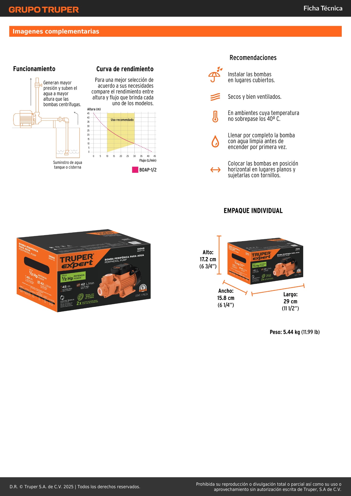 Bomba periférica de 1/2 HP agrícola