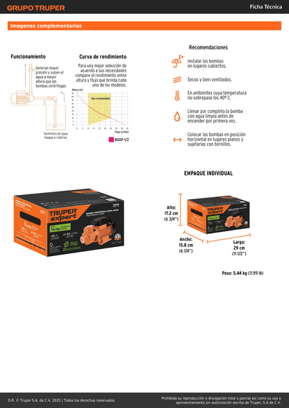 Bomba periférica de 1/2 HP agrícola