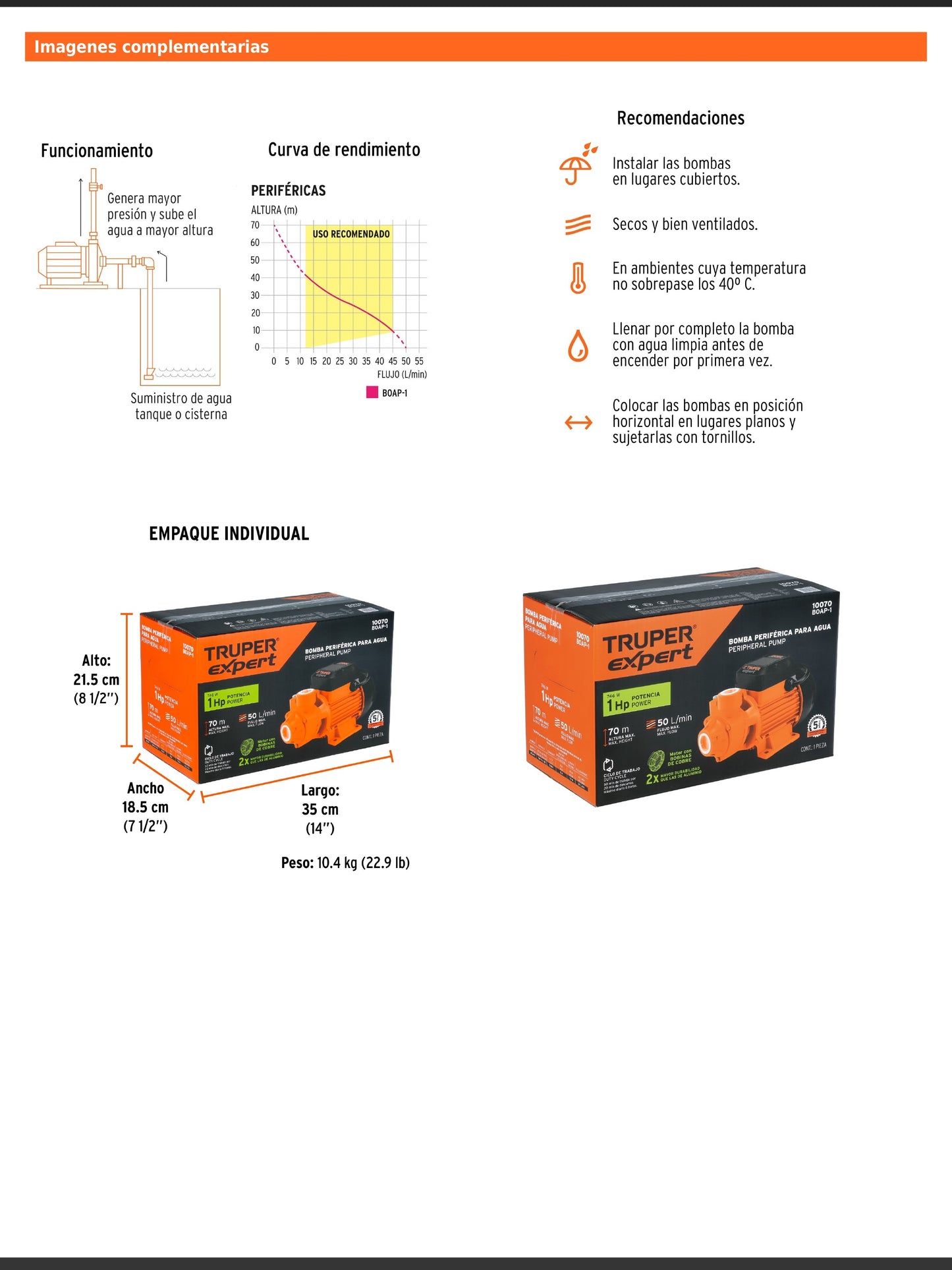 Bomba periférica de 1 HP agrícola
