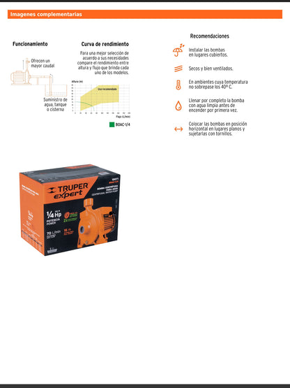 Bomba centrífuga de 1/4 HP modelo europeo