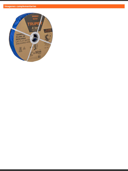 Rollo de manguera plana de 2 pulgadas por 50 m de descarga para motobomba