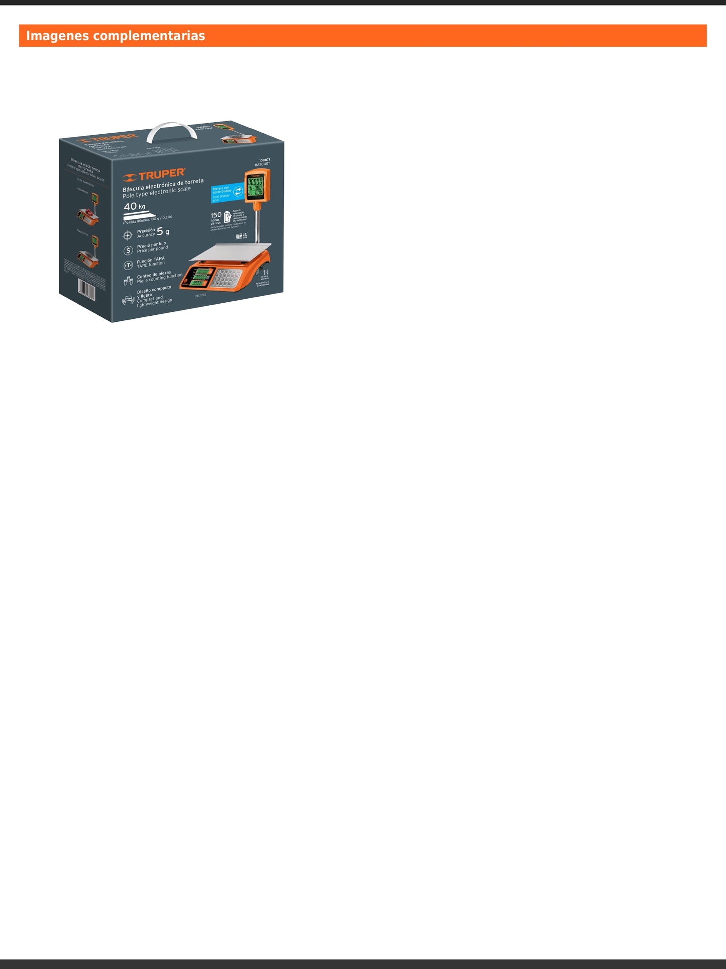 Báscula electrónica multifunciones con torreta de 40 kg