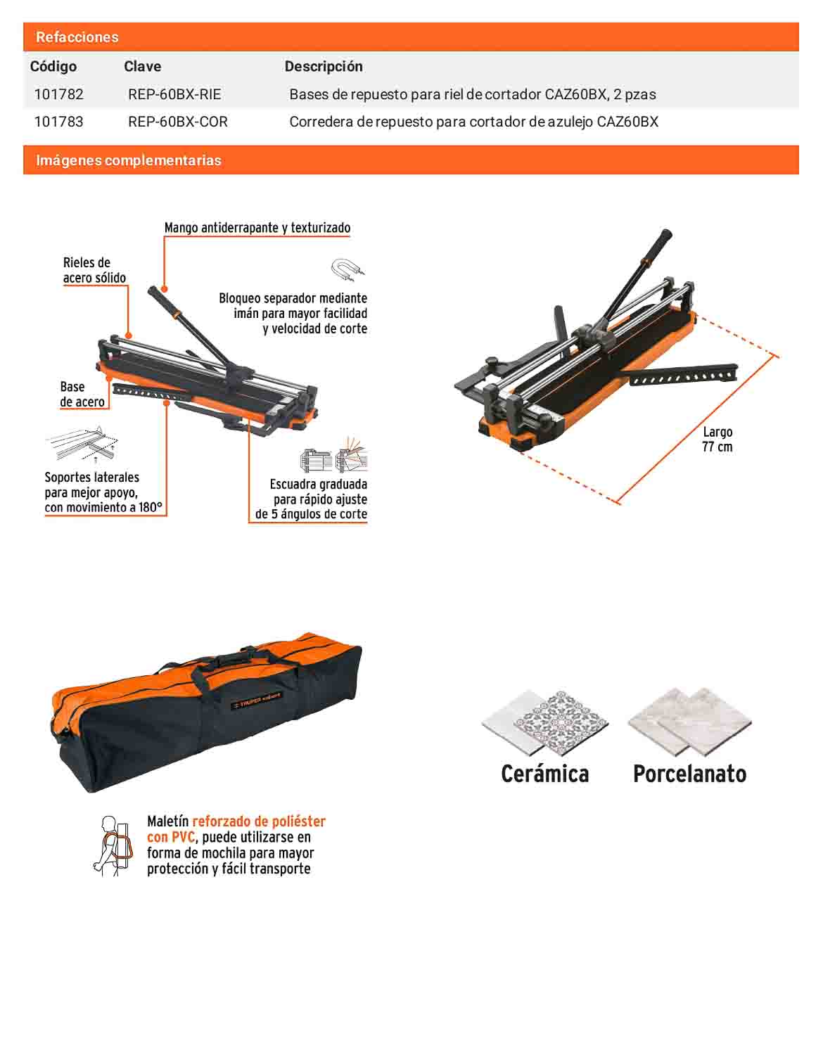 Cortador azulejo gran formato 25 pulg. con maletin