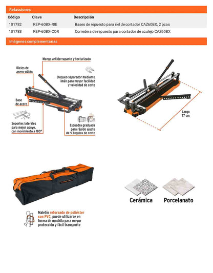 Cortador azulejo gran formato 25 pulg. con maletin