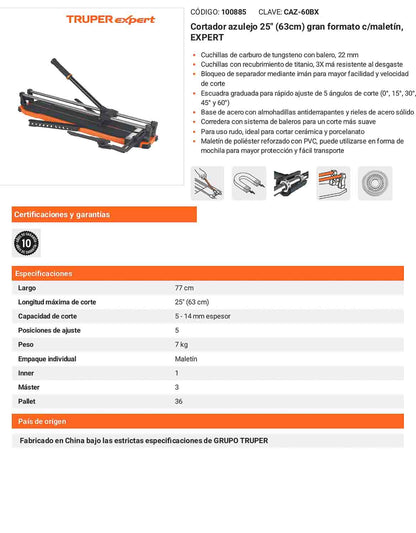 Cortador azulejo gran formato 25 pulg. con maletin