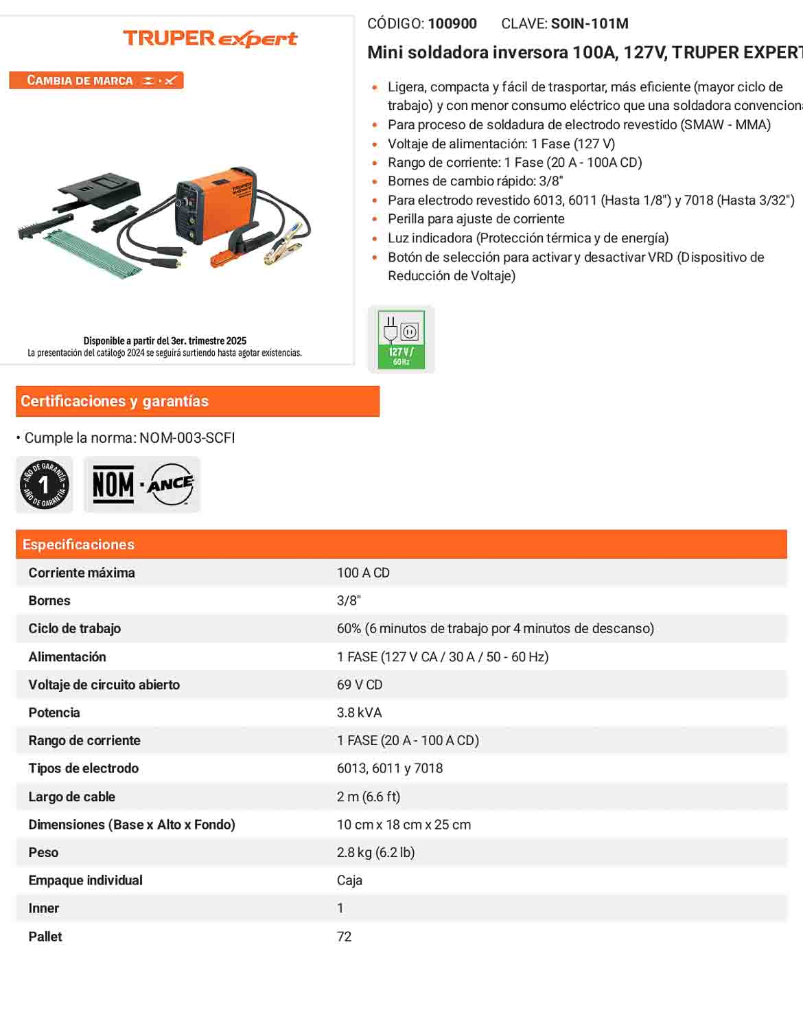 Mini soldadora inversora 100A de 127V