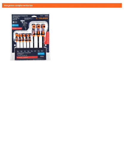 Juego 8 Llaves Allen Std Extralarga Mango T