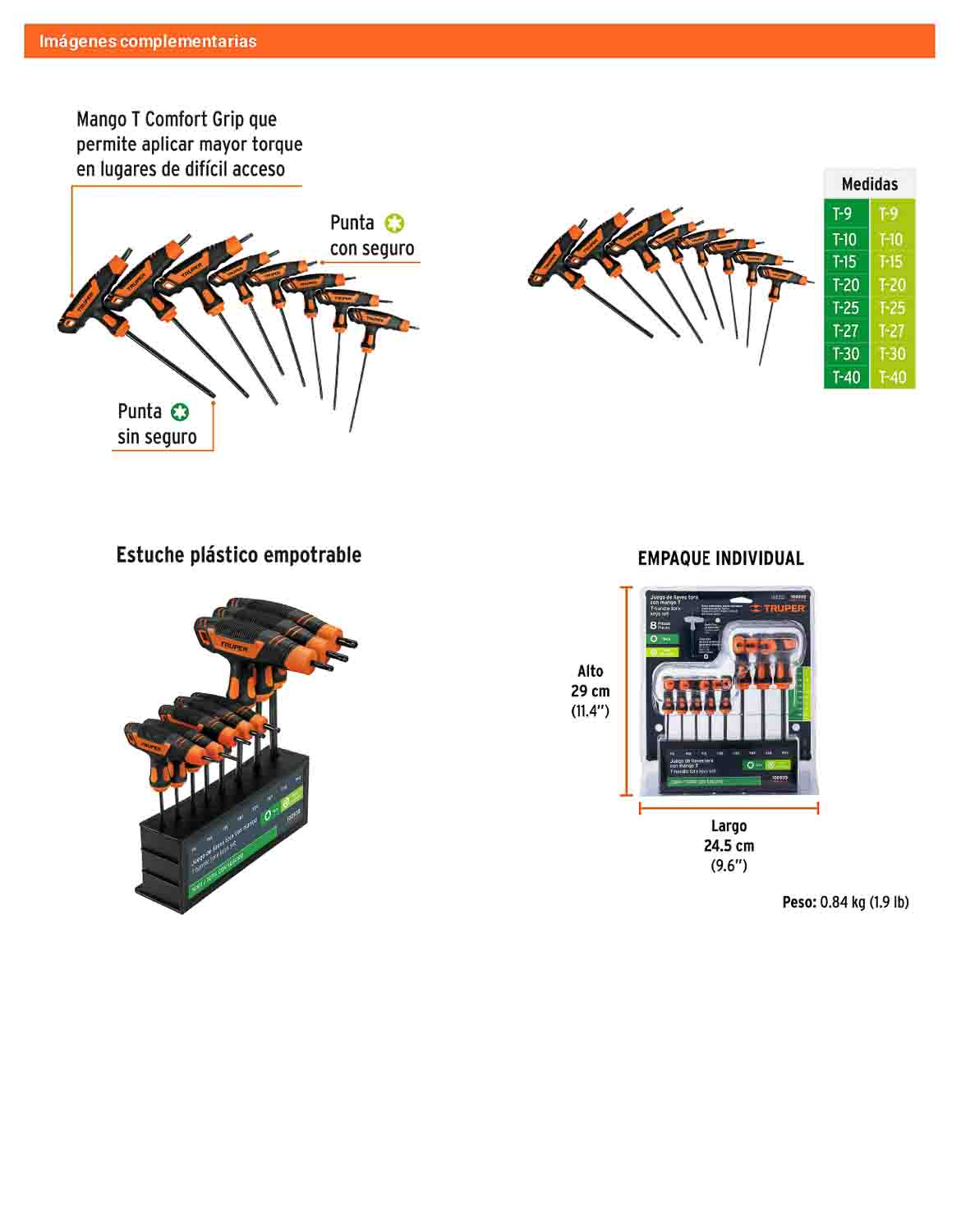 Juego 8 Llaves Torx Extralarga con Mango T