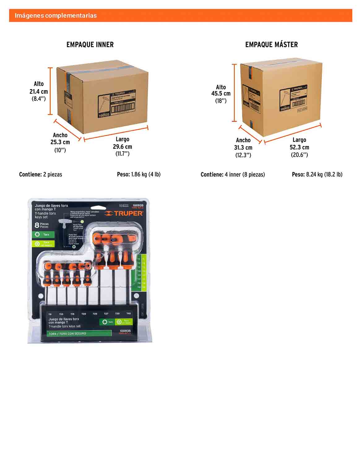 Juego 8 Llaves Torx Extralarga con Mango T