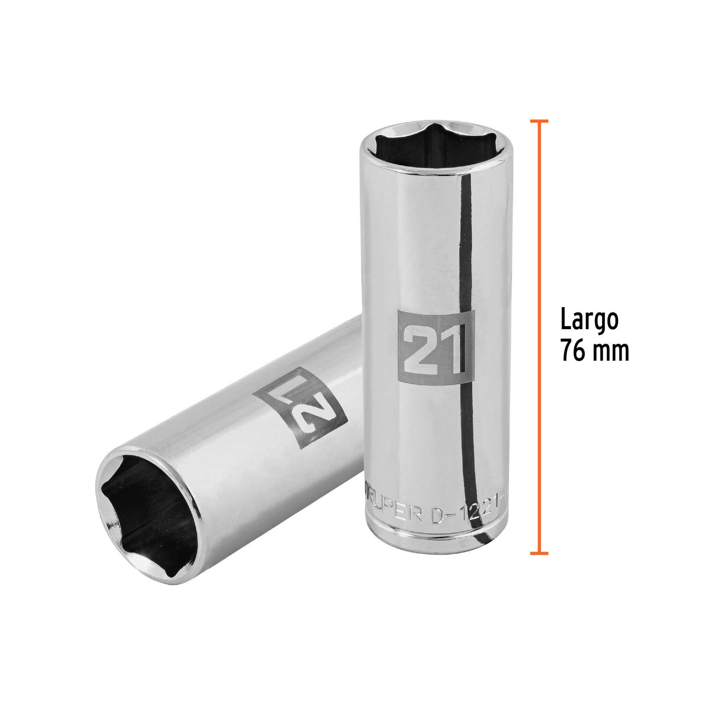 Dado largo 21 mm 6p cuadro 1/2pulg