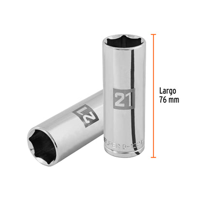 Dado largo 21 mm 6p cuadro 1/2pulg