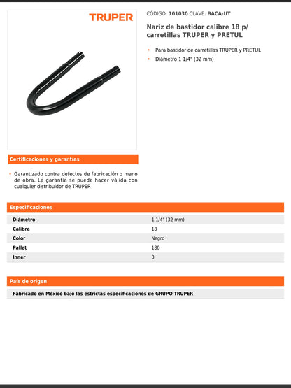 Nariz de bastidor calibre 18 para carretillas