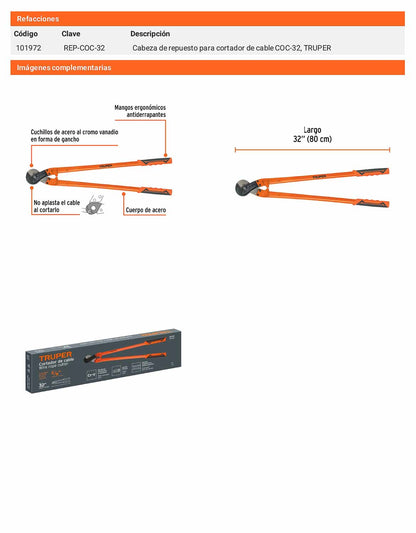 Cortador de cable y alambre 32 pulg.