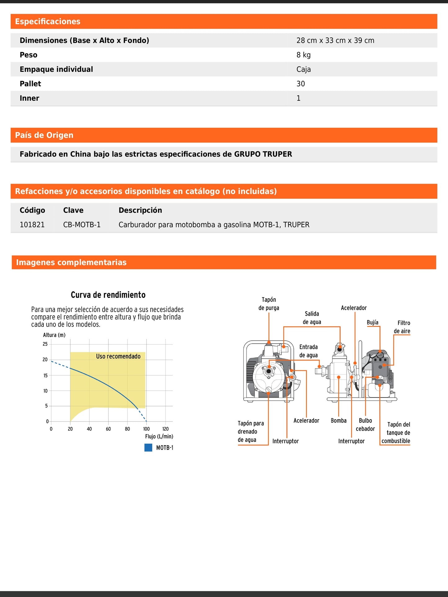 Motobomba autocebante de 1 pulgada por 1 pulgada a gasolina de 1 1/2 HP agrícola