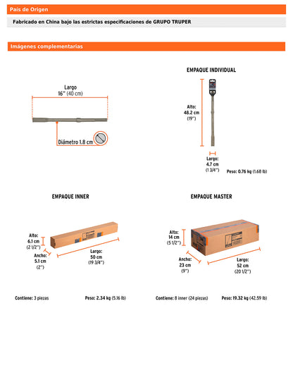 Cincel plano SDS max de 1" x 16"