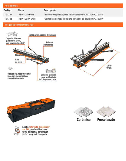Cortador azulejo gran formato 40 pulg. con maletin