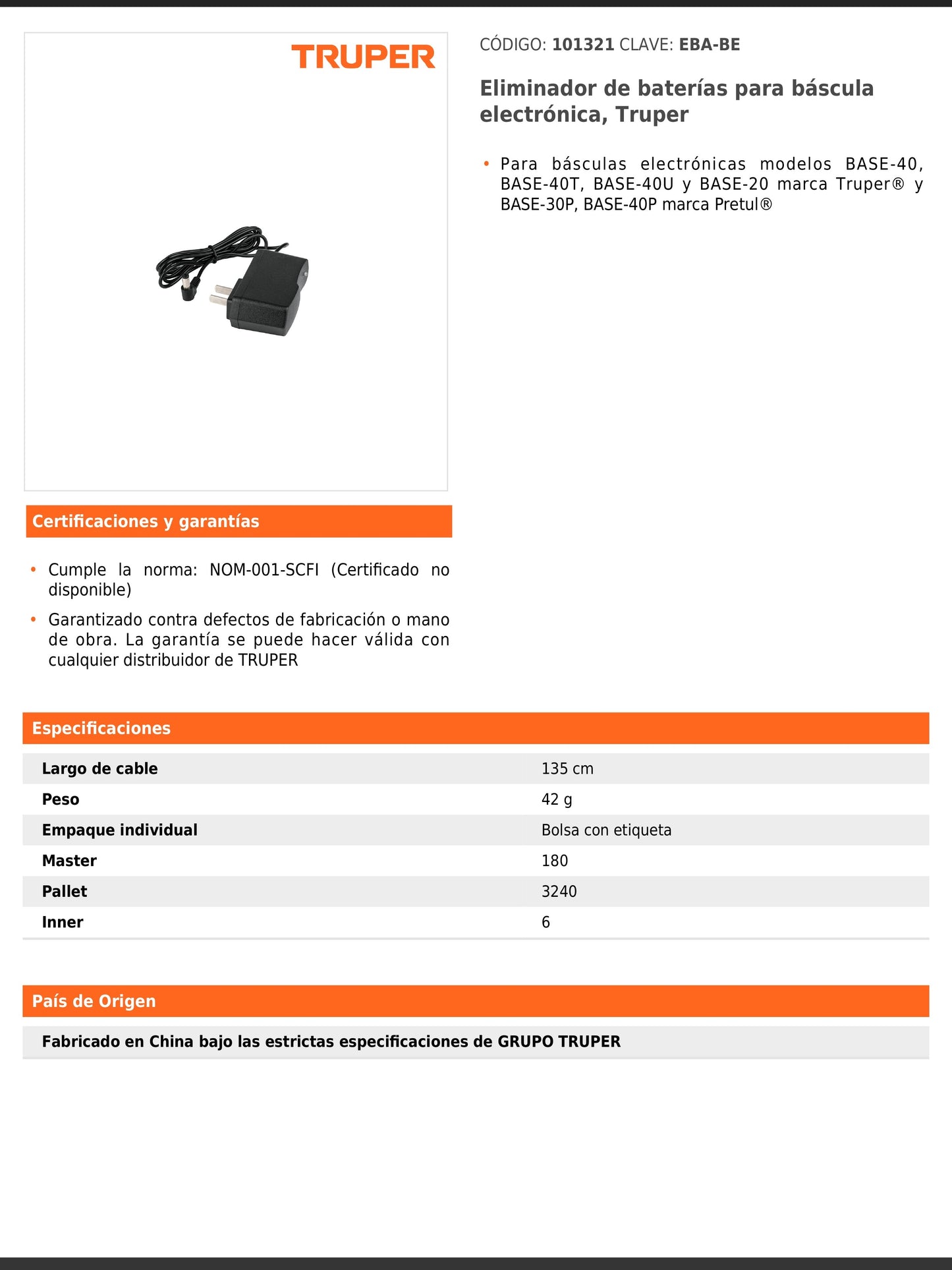Eliminador de baterías para báscula electrónica