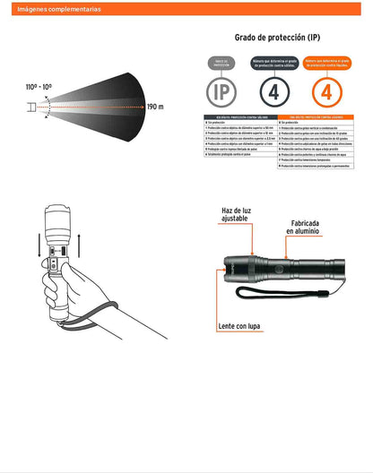 Linterna de aluminio LED 420 lm recargable