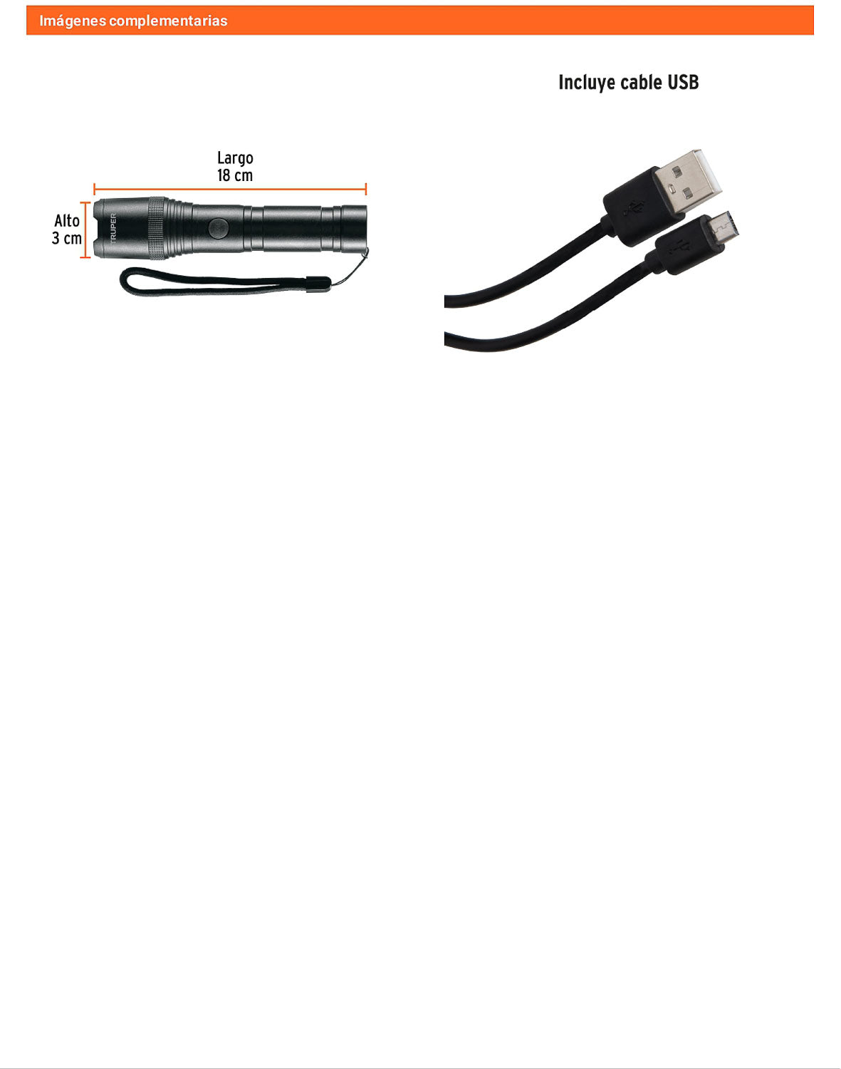 Linterna de aluminio LED 420 lm recargable
