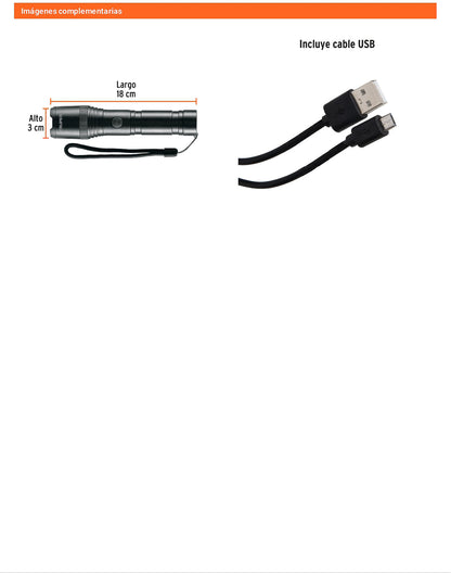 Linterna de aluminio LED 420 lm recargable