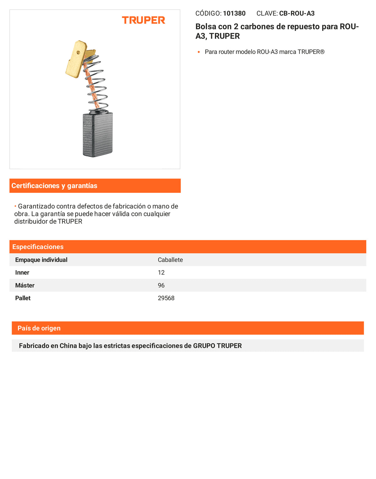 Ficha tecnica - 2 carbones para ROU-A3 - SKU 101380