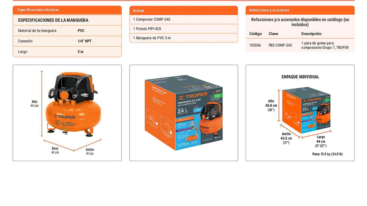 Kit compresor 24 L libre de aceite
