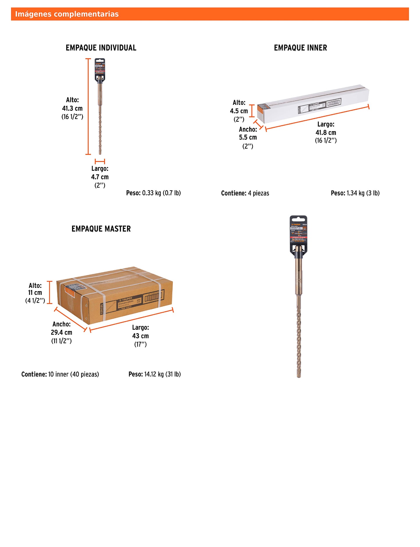 Broca SDS max de 1/2" x 13"