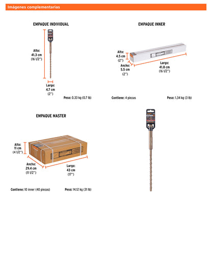 Broca SDS max de 1/2" x 13"