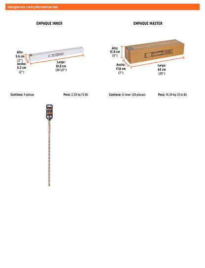 Broca SDS max de 5/8" x 21"