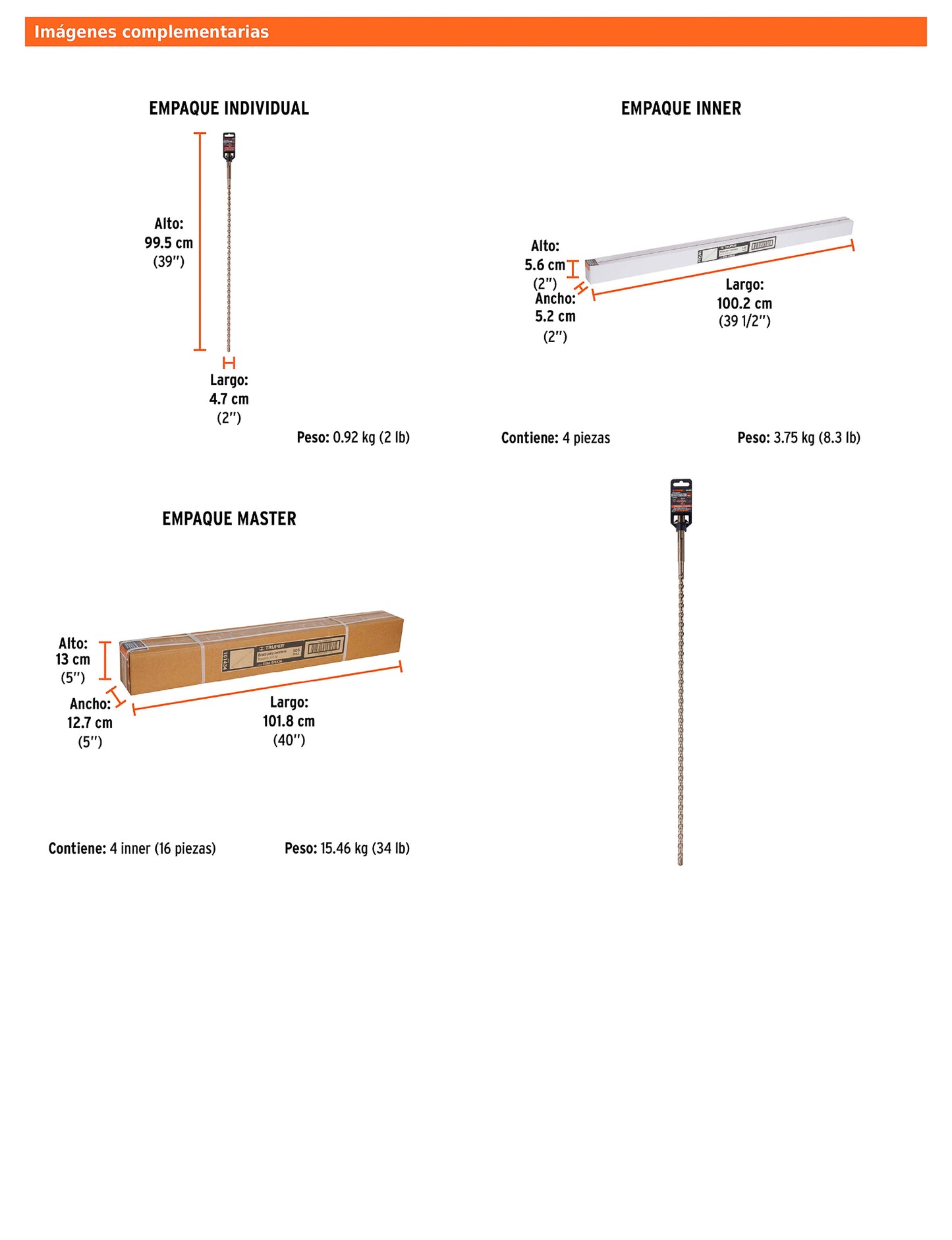 Broca SDS max de 5/8" x 36"