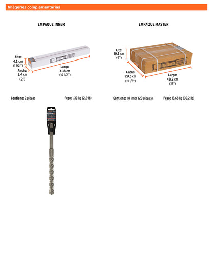 Broca SDS max de 1" x 13"