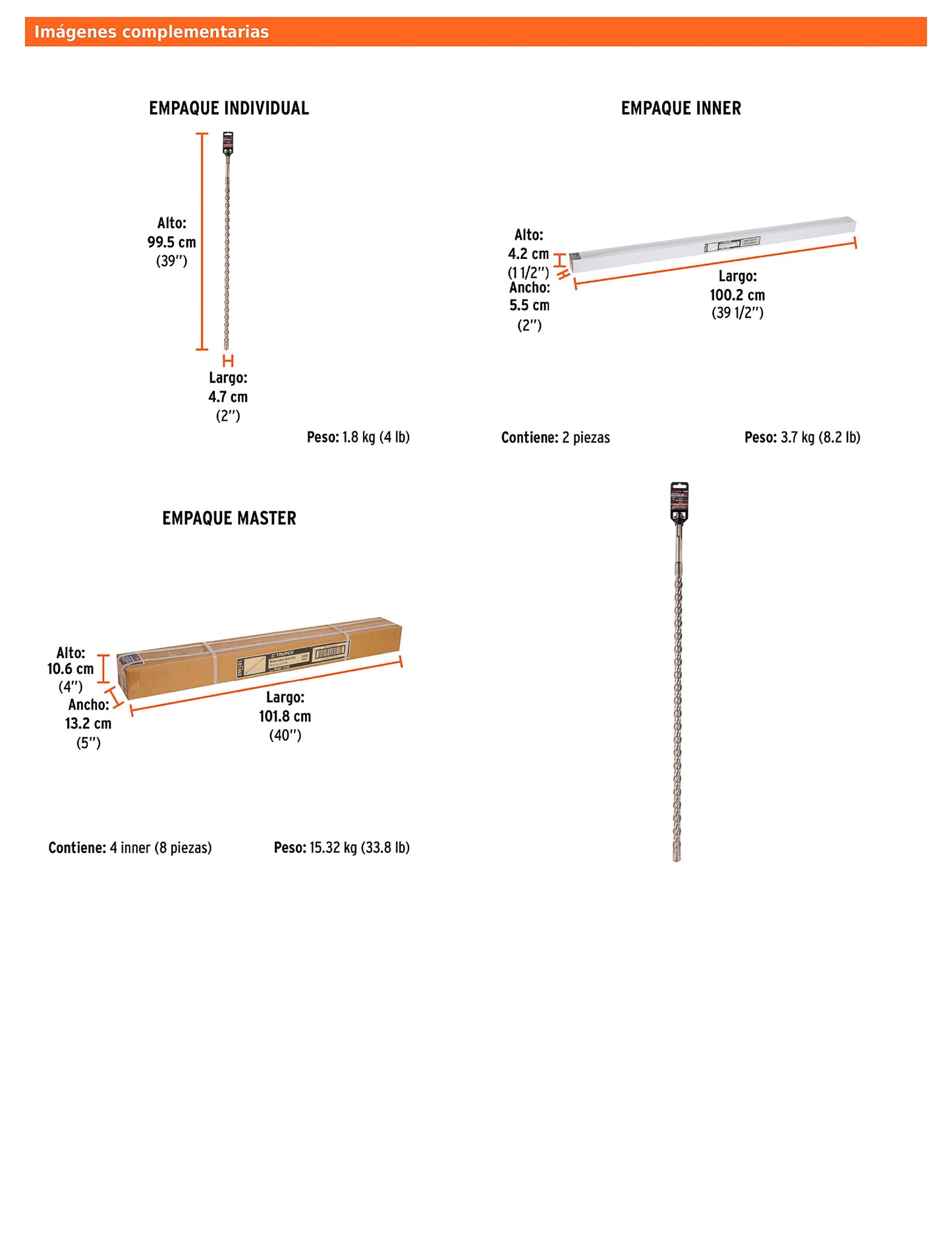 Broca SDS max de 1" x 36"