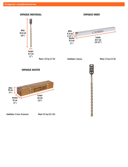 Broca SDS max de 1-1/8" x 21"