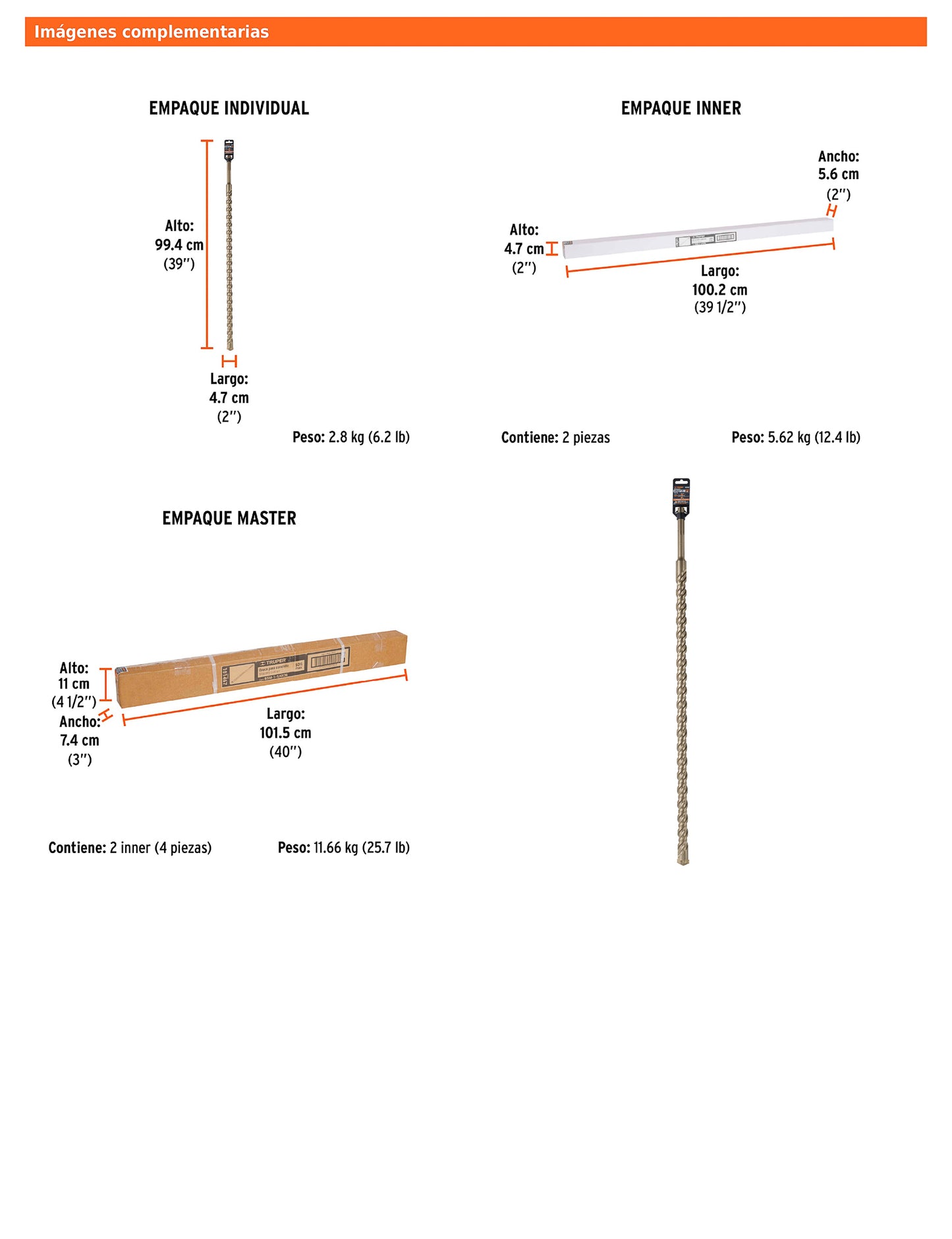 Broca SDS max de 1-1/4" x 36"