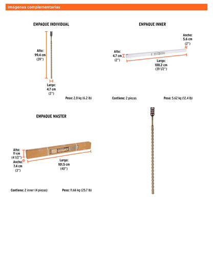Broca SDS max de 1-1/4" x 36"