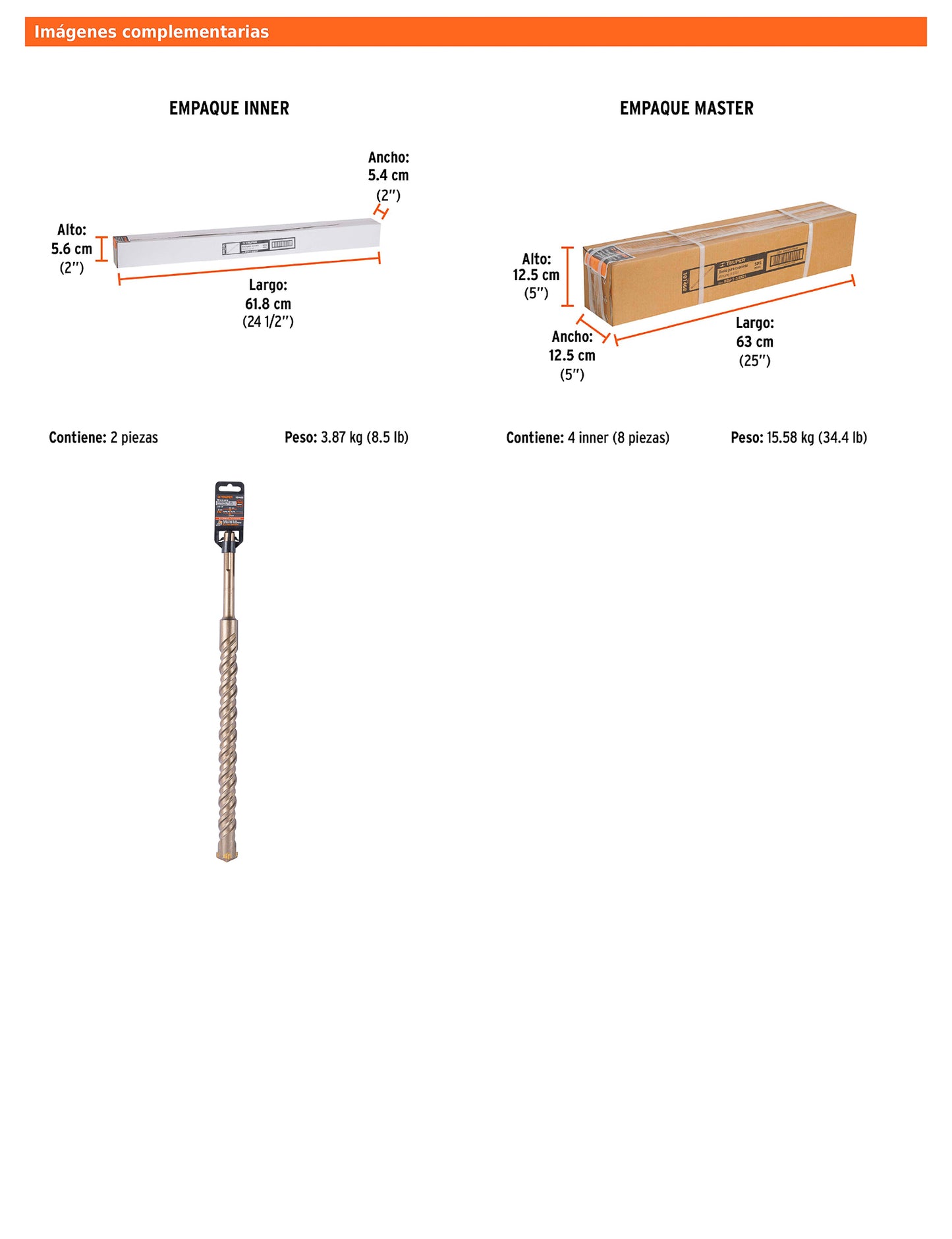 Broca SDS max de 1-3/8" x 21"
