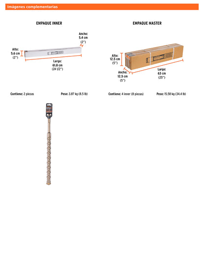 Broca SDS max de 1-3/8" x 21"