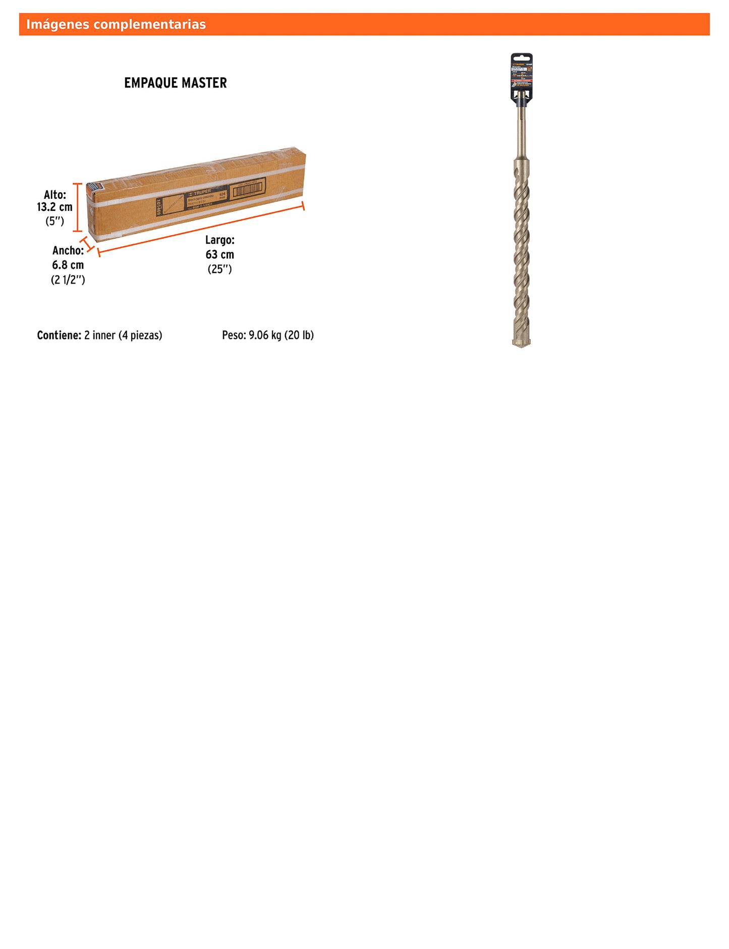 Broca SDS max de 1-1/2" x 21"