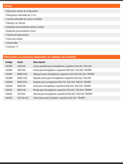 Fumigador de 25 L con motor a gasolina de 2 tiempos