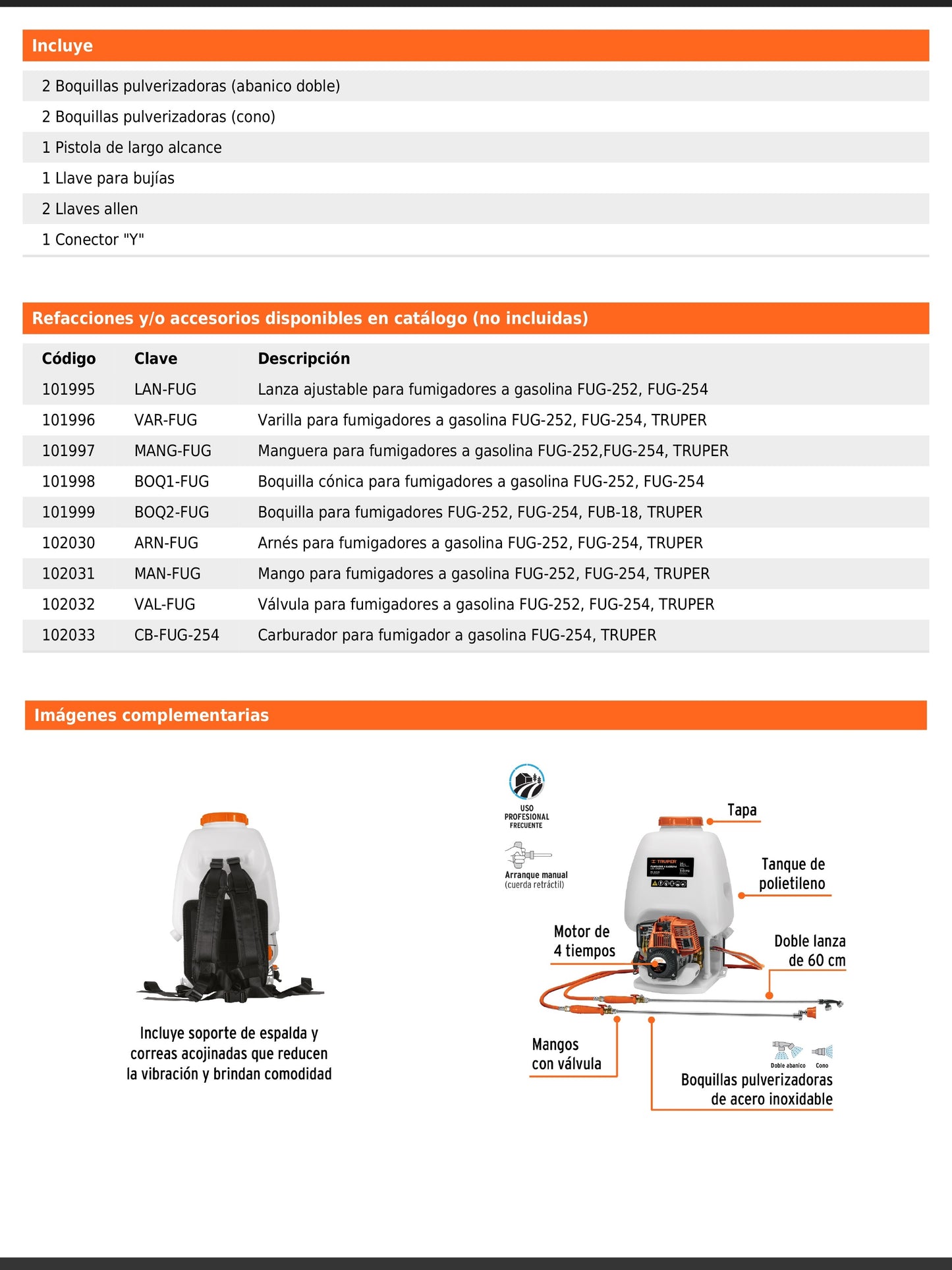 Fumigador de 25 L con motor a gasolina de 4 tiempos