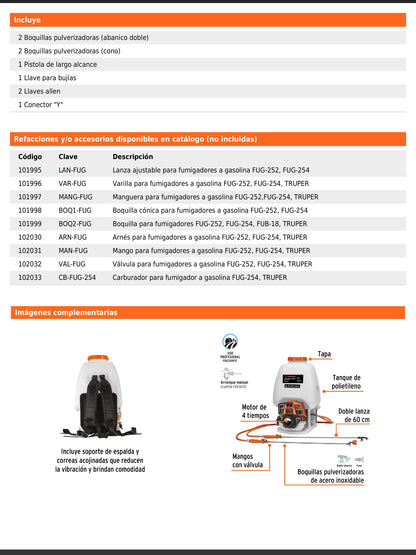 Fumigador de 25 L con motor a gasolina de 4 tiempos