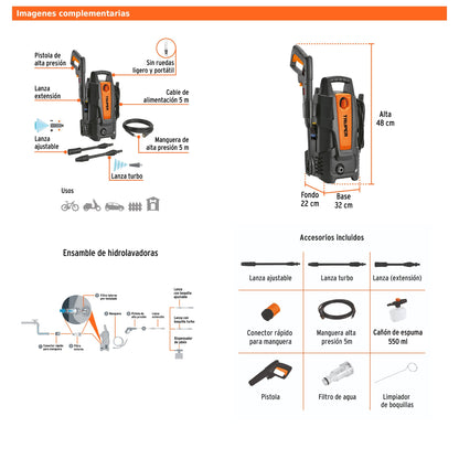 Hidrolavadora eléctrica 1500 PSI