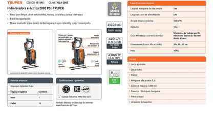 Hidrolavadora eléctrica 2000 PSI