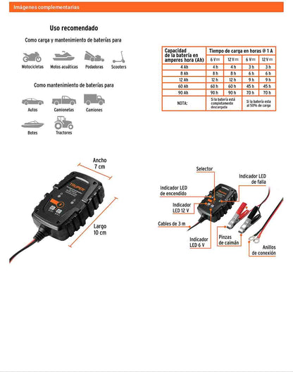 Cargador mantenedor 1 A 6/12V