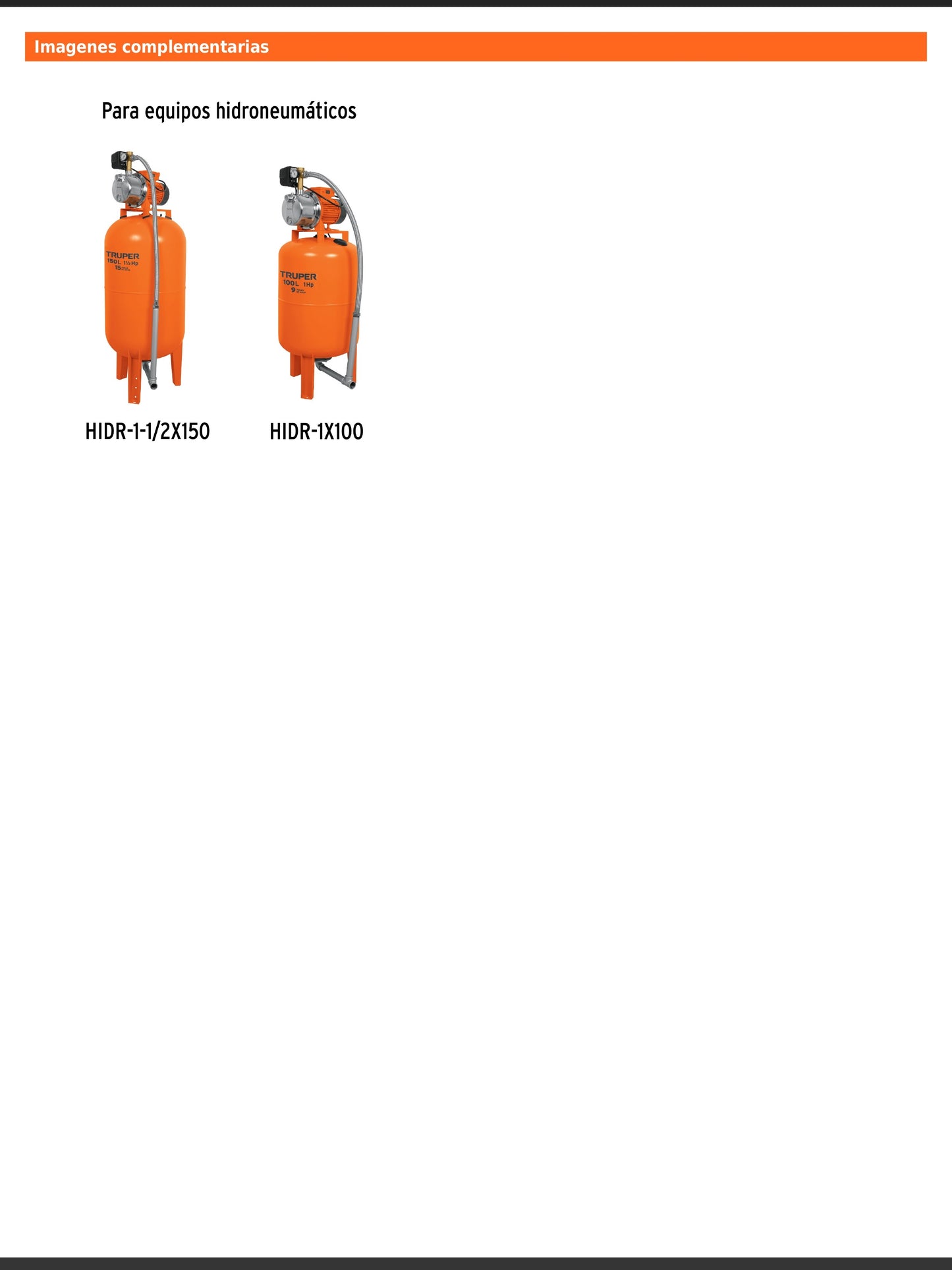 Manguera para equipos hidroneumáticos de 100 y 150 litros