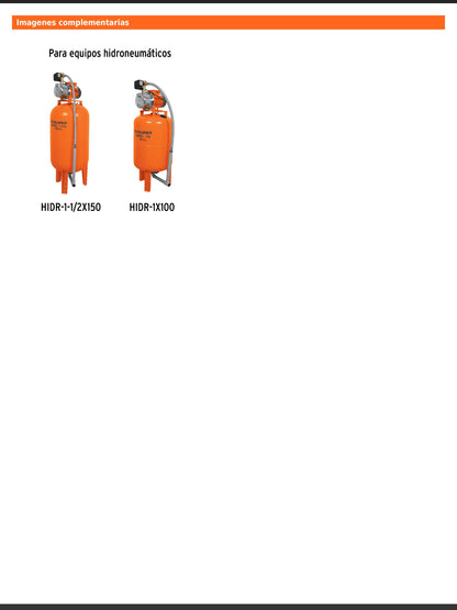 Manguera para equipos hidroneumáticos de 100 y 150 litros