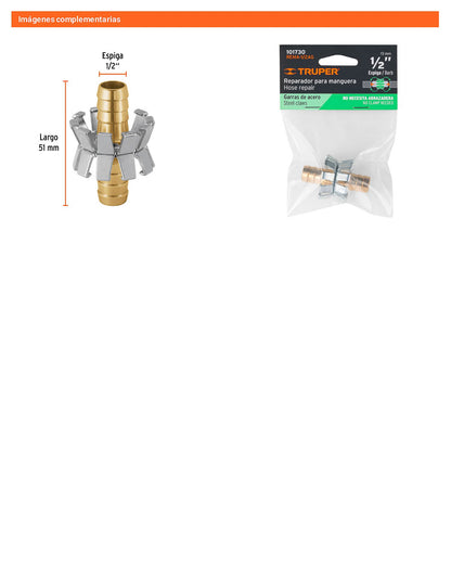Reparador de aluminio 1/2pulg. tipo garra para