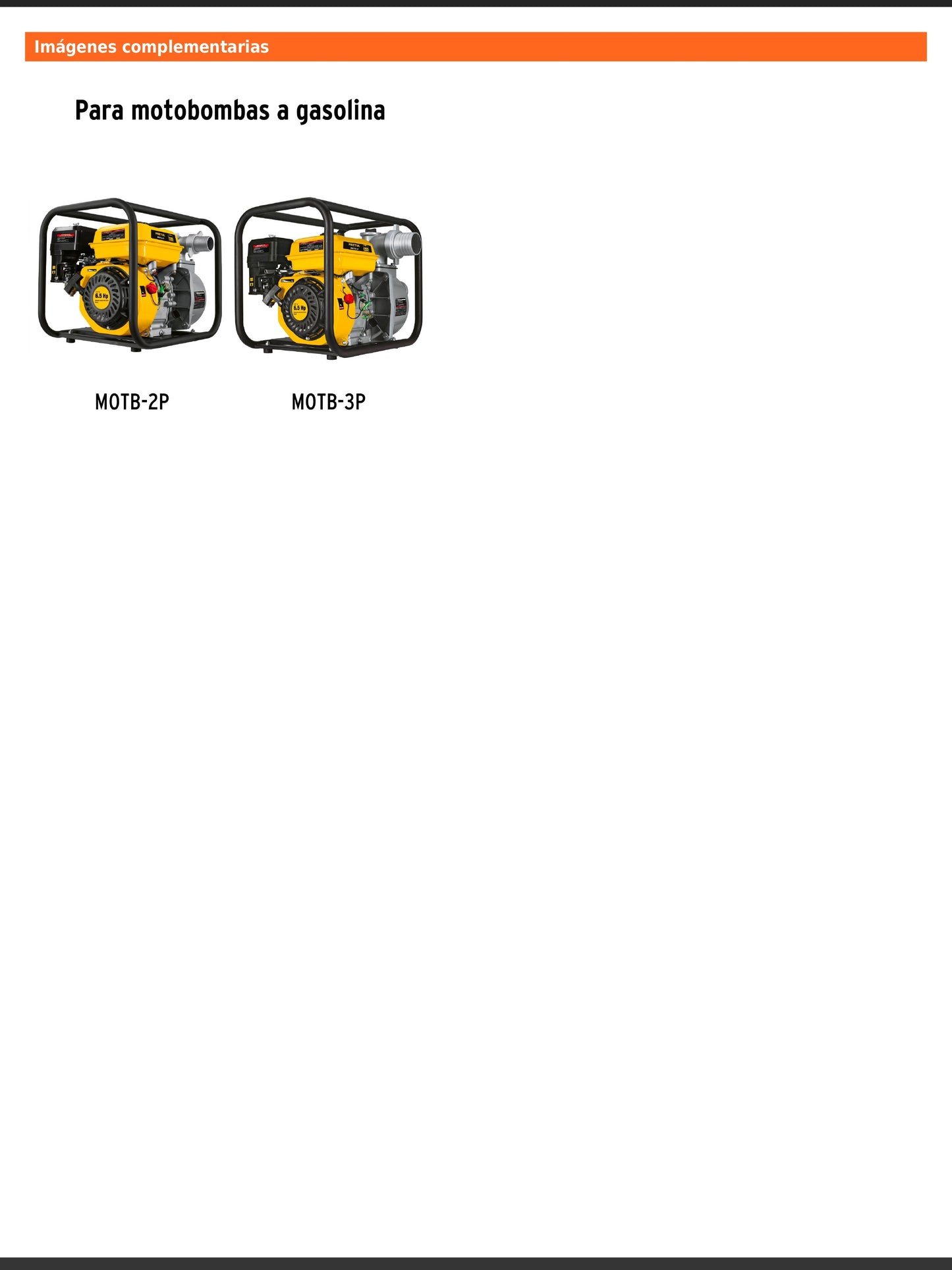 Carburador para motobomba a gasolina MOTB 2P y MOTB 3P