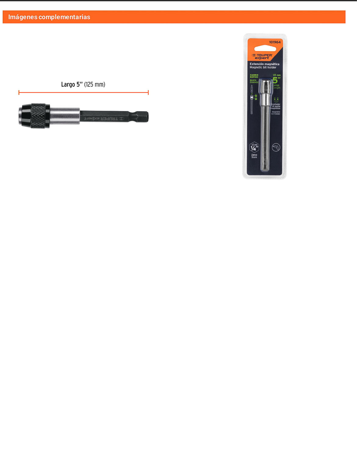 Extensión Magnética de 5" para Puntas  Cambio Rápido