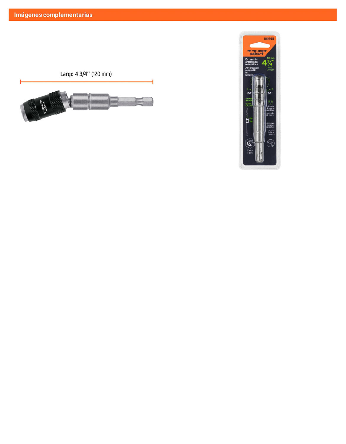 Extensión magnética articulada 4 3/4pulg. para puntas